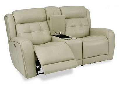 Grant Reclining Leather Loveseat with Console (1480-64PH) by Flexsteel furniture